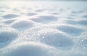 Obraz premium Texture of fresh snow covering ground in winter. White soft fluffy snowdrift background. Cold winter season landscape. Wintertime. Blank, empty, calm, clean scenery. Nature background.