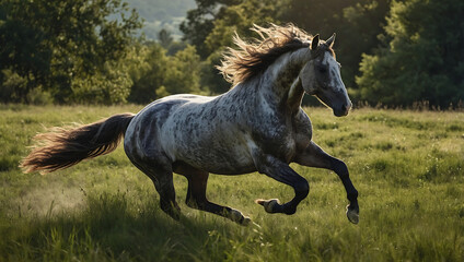 horse running in the field
