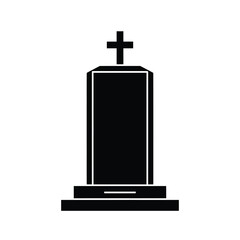 Simple black tombstone icon cross grave memorial