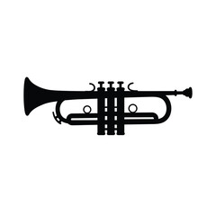 Black silhouette trumpet musical instrument icon