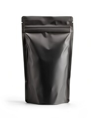 Black Stand-Up Pouch Packaging Mockup Premium Matte Finish, Resealable Zipper, Food-Grade Material, Ideal for Coffee, Tea, Snacks, and More
