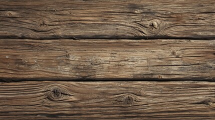 Fototapeta premium Close up of weathered wooden planks with visible wood grain and knots in a horizontal arrangement