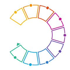 Basic circle infographic with 9 steps, process or options.