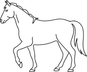 horse silhouette and line art vector design