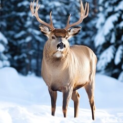 Fototapeta premium Majestic buck in snowy forest