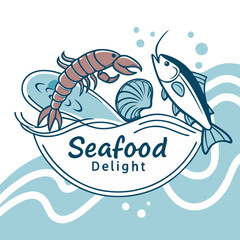 seafood restaurant logo with a minimalist 