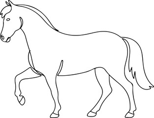 horse silhouette and line art vector design