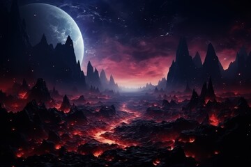 적색 행성의 밤 풍경