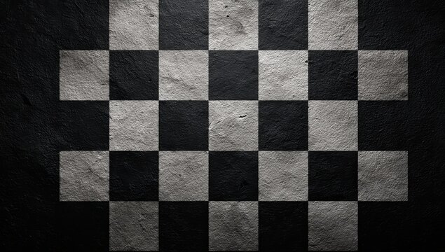 Black and white checkerboard pattern background texture - Powered by Adobe