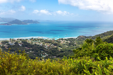Fototapeta premium Harbour of Island La Digue, Republic of Seychelles, Africa.