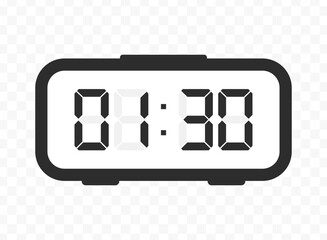 Vector illustration of half past one digital clock icon sign and symbol. colored icon for website design .Simple design on transparent background.