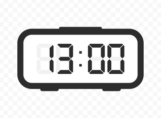 Vector illustration of thirteen o'clock digital clock icon sign and symbol. colored icon for website design .Simple design on transparent background.