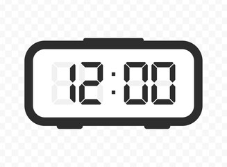 Vector illustration of twelve o'clock digital clock icon sign and symbol. colored icon for website design .Simple design on transparent background.