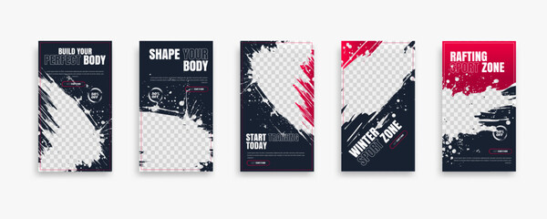 post and story fitness training social media template. social banner for promotion your product