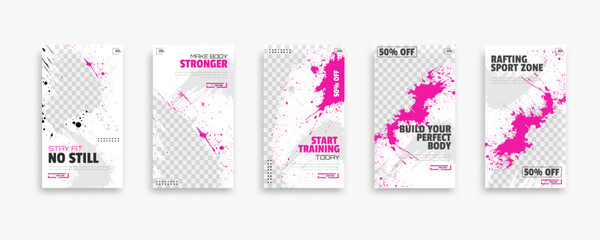 post and story fitness training social media template. social banner for promotion your product