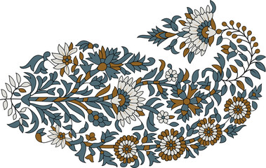 The design has a classic, traditional look, resembling Mughal, Kashmiri, or Persian-inspired embroidery or textile art.