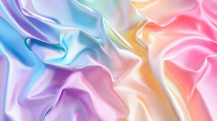 Obraz premium Soft Pastel Rainbow Fabric with Gentle Iridescent Foil Reflections