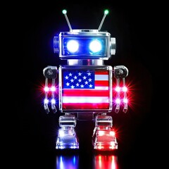 Patriotically-themed robot with LED lights