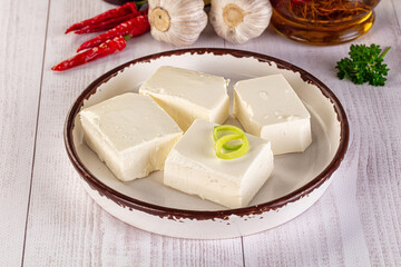 Greek traditional Feta cheese cubes