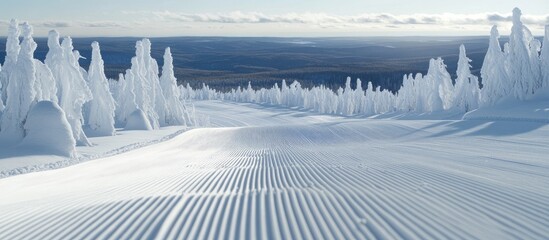 Obraz premium Pristine winter wonderland ski slope
