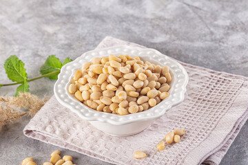 Cedar nut kernel in the bowl
