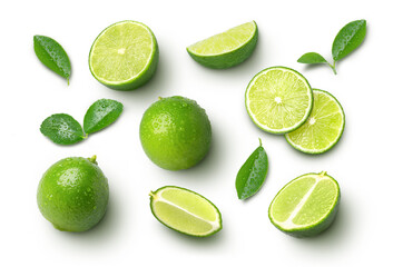 lime slices isolated on white