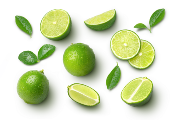 lime slices isolated on white