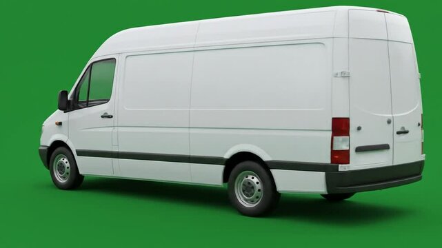 White delivery van against green background