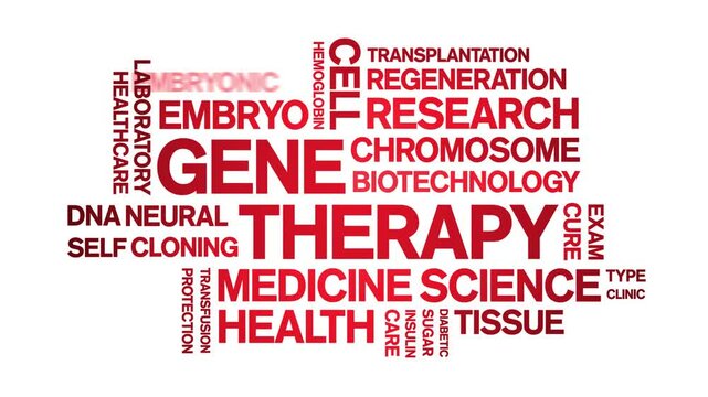 Gene Therapy animated word cloud;text design animation tag kinetic typography seamless loop.