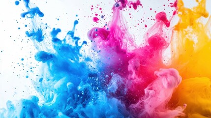 Obraz premium Abstract Colorful Ink Swirls Blue, Pink, and Yellow Dye in Water