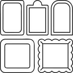 A collection of 5 blank photo frame outline vector illustrations.