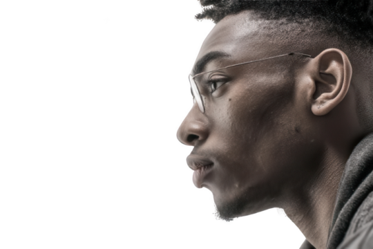 Determined Expression Looking to the Side Transparent Background