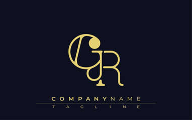GR Typography Logo Design. Stylish monogram design depiction featuring the letters G and R combined in an artistic signature style, delivering a unique and creative visual representation.