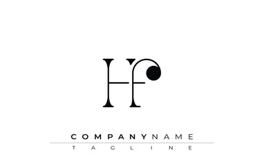 HF Typography Logo Design. Stylish monogram design depiction featuring the letters H and F combined in an artistic signature style, delivering a unique and creative visual representation.