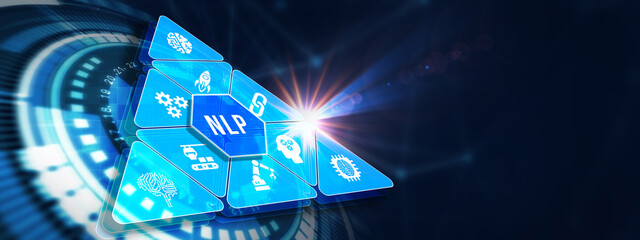 NLP Natural language processing AI Artificial intelligence. 3d illustration