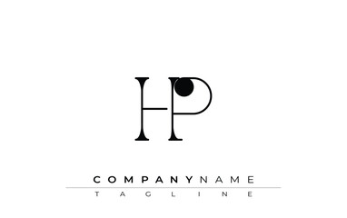 HP Typography Logo Design. Stylish monogram design depiction featuring the letters H and P combined in an artistic signature style, delivering a unique and creative visual representation.