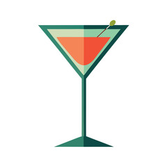 Vector illustration of glass, Martini drink glass, simple doodle design