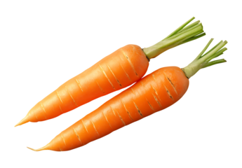 Fresh Organic Carrot with Green Leaves Cut Out PNG, isolated on transparent background