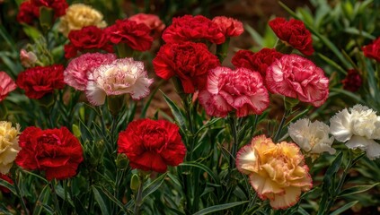 Carnations garden colorful blossom flowers arrangement
