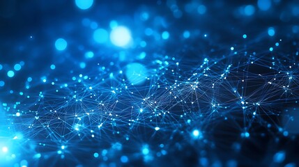 Abstract blue background with connected lines and dots. Network connection structure. 3d rendering