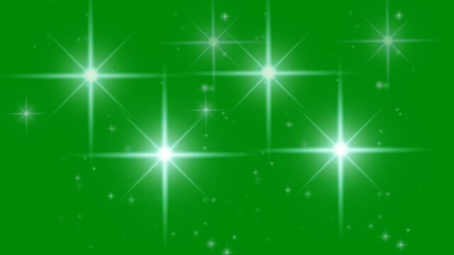 Star Glitter Falling on Green Screen for Fantasy Visuals, The video element of on a green screen background, Ultra High Definition, 4k video, on a green screen background.