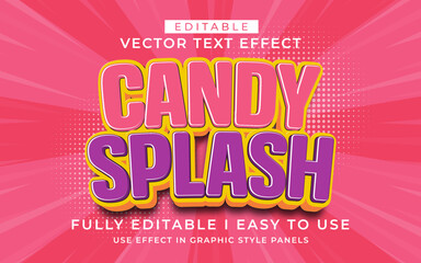 3d editable candy splash text effect typography style template