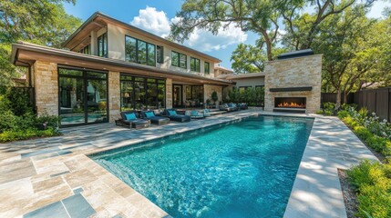 Modern Pool House Backyard Oasis