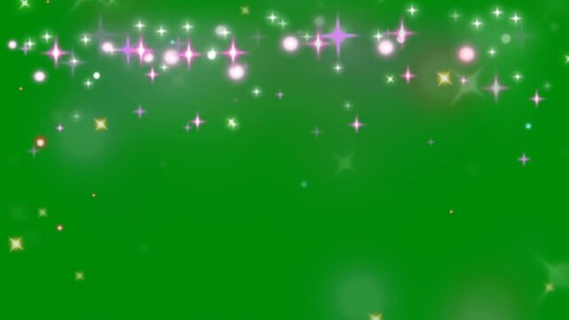Star Glitter Falling on Green Screen for Fantasy Visuals, The video element of on a green screen background, Ultra High Definition, 4k video, on a green screen background.
