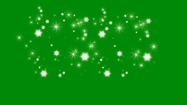 Star Glitter Falling on Green Screen for Fantasy Visuals, The video element of on a green screen background, Ultra High Definition, 4k video, on a green screen background.