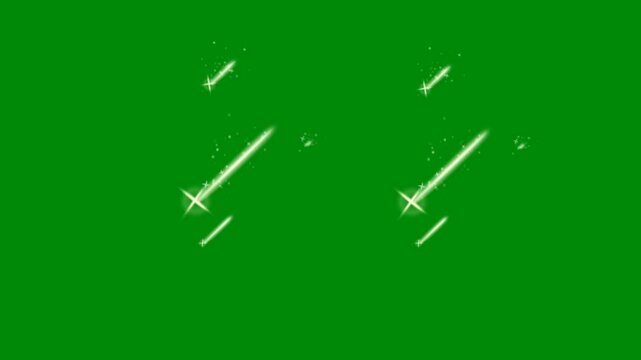 Star Glitter Falling on Green Screen for Fantasy Visuals, The video element of on a green screen background, Ultra High Definition, 4k video, on a green screen background.