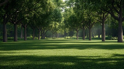 Obraz premium Green grass field with blue sky and white cloud in the park.