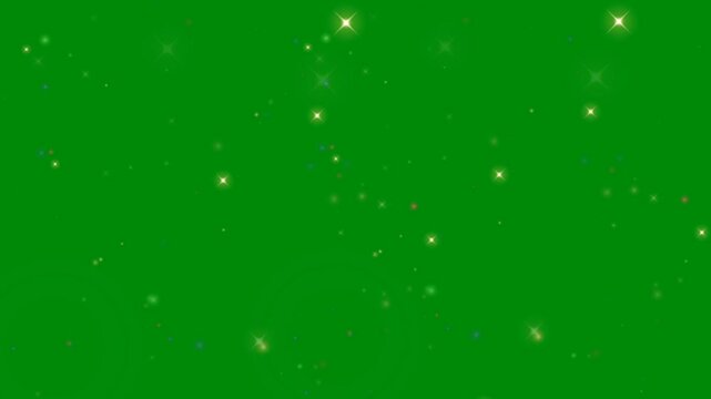 Star Glitter Falling on Green Screen for Fantasy Visuals, The video element of on a green screen background, Ultra High Definition, 4k video, on a green screen background.