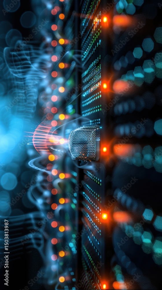 Poster technological innovation unveiled in data visualization digital realm high-tech environment futurist