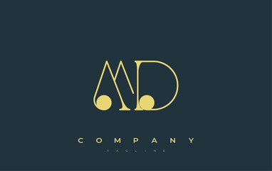 MD Typography Logo Design. Stylish monogram design depiction featuring the letters M and D combined in an artistic signature style, delivering a unique and creative visual representation.